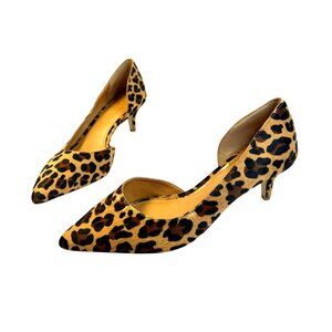 J. Crew D'Orsay Pumps Women Size 5M Leopard Pointed Toe Kitten Heels Chic Office